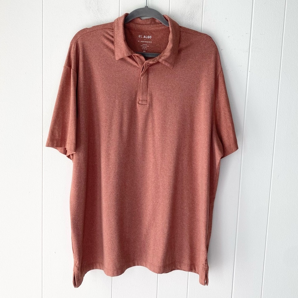 01 Algo‎ Performance Polo Shirt Men XXL Short Sleeve Salmon Berry Wine Heathered